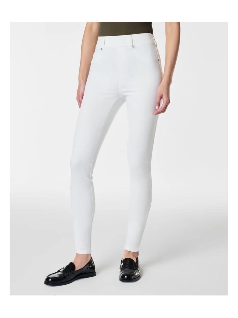 Spanx pull on white denim jeggings